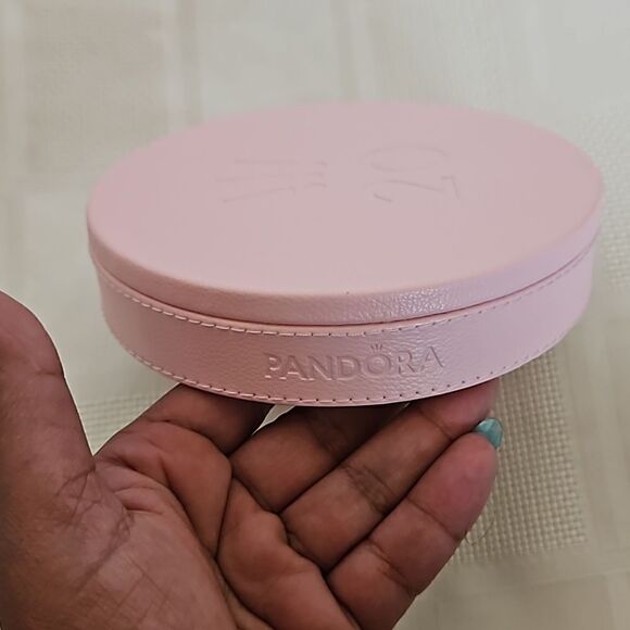 Pandora Authentic 20th Edition Charms & Bracelet Round Jewelry Box Pink - Picture 8 of 16